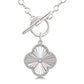 Silver Clover Fluted Toggle Diamond Fashion Necklace