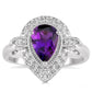 Silver Pear Shape Amethyst & Diamond Ring
