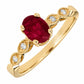Oval Ruby and Diamond Filigree Ring in 14 Karat Yellow Gold