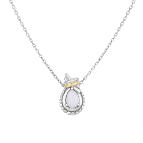 Phillip Gavriel Sterling Silver 18K Gold Love Knot Pear Shaped Opal October Birthstone Pendant