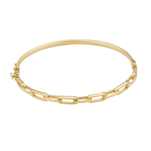 Paperclip Bangle Bracelet in 14 Karat Yellow Gold