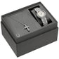 Bulova Ladies Stainless Steel White Mother of Pearl Dial with Crystal Markers Bezel Bracelet & Cross Pendant Crystal Watch Set 96X163