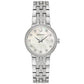 Bulova Ladies Stainless Steel White Mother of Pearl Dial with Crystal Markers Bezel Bracelet & Cross Pendant Crystal Watch Set 96X163