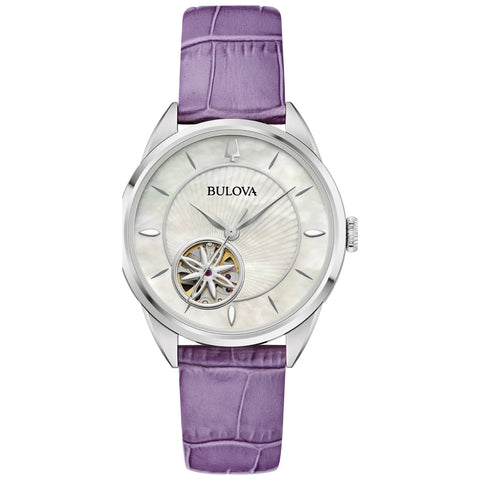 Bulova White Dial Leather Strap Sutton Women's Watch 96L339