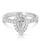 1 Ctw Pear Diamond Halo Engagement Ring in White Gold