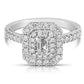1 Ctw Double Halo Emerald Cut Diamond Engagement Ring in White Gold