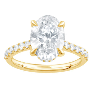 3 1/2 Ctw Oval Lab Grown Diamond Engagement Ring in Yellow Gold  (3 Ct Oval Center)