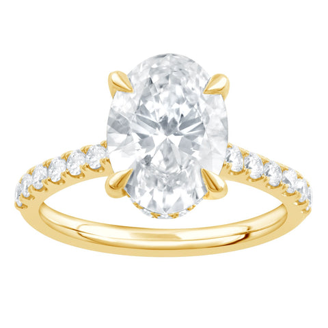 3 1/2 Ctw Oval Lab Grown Diamond Engagement Ring in Yellow Gold  (3 Ct Oval Center)