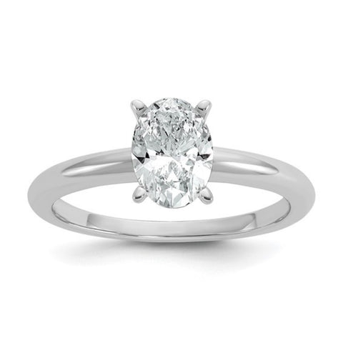 1 Carat Oval Solitaire Lab Grown Diamond Engagement Ring in 14 Karat White Gold