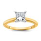 1 Carat Princess Cut Solitaire Lab Grown Diamond Engagement Ring in 14 Karat Yellow and White Gold