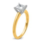 1 Carat Princess Cut Solitaire Lab Grown Diamond Engagement Ring in 14 Karat Yellow and White Gold