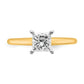 1 Carat Princess Cut Solitaire Lab Grown Diamond Engagement Ring in 14 Karat Yellow and White Gold