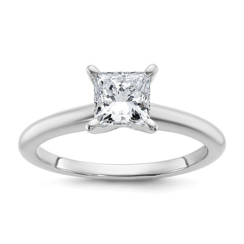 1 Carat Princess Cut Solitaire Lab Grown Diamond Engagement Ring in 14 Karat White Gold