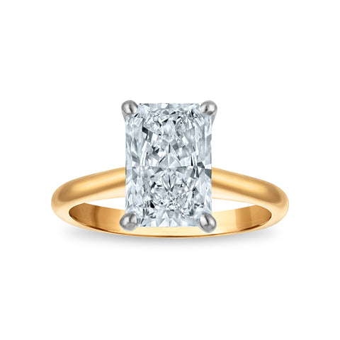 3 Carat Radiant Solitaire Lab Grown Diamond Engagement Ring in 14 Karat Yellow Gold