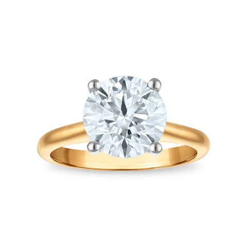 3 Carat Round Solitaire Lab Grown Diamond Engagement Ring in 14 Karat Yellow Gold
