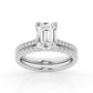 Emerald Hidden Halo Lab Grown Diamond Wedding Set in White Gold (2 1/2 Ctw)