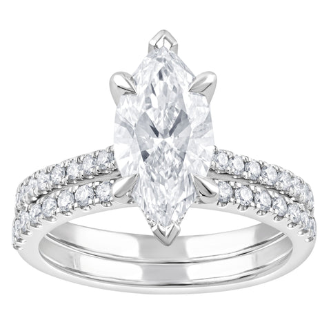 Marquise Lab Grown Diamond Wedding Set in White Gold (2 1/2 Ctw)