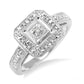 Silver Cushion Shape Diamond Ring