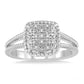 Silver Cushion Shape Diamond Ring