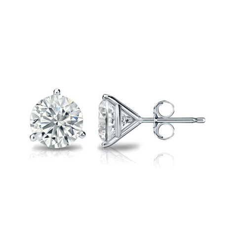 3 Prong Round Lab Grown Diamond Stud Earrings in White Gold (1 1/3 Ctw)
