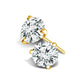 3 Prong Round Lab Grown Diamond Stud Earrings in Yellow Gold (2 Ctw)