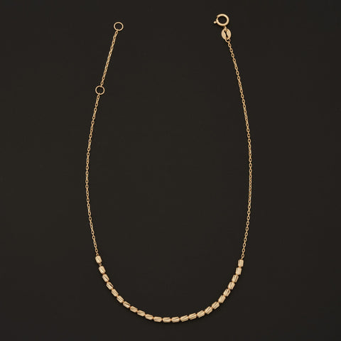 10 Inch Adjustable Diamond Cut Beads Anklet in 14 Karat Yellow Gold