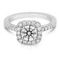 1 1/2 Ctw Round Diamond Cushion Halo Engagement Ring in White Gold