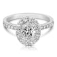 1 1/2 Ctw Oval Diamond Halo Engagement Ring in White Gold
