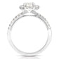 1 1/2 Ctw Oval Diamond Halo Engagement Ring in White Gold