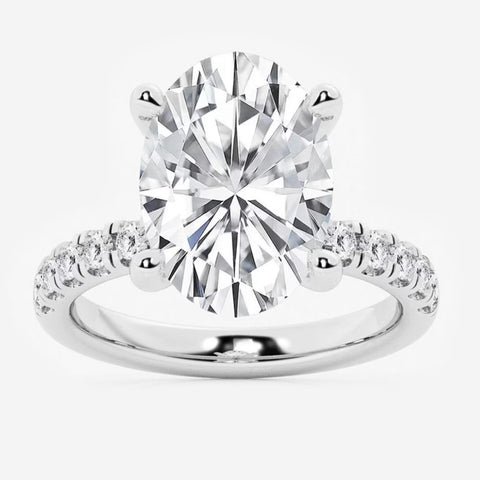 Oval Hidden Halo Lab Grown Diamond Engagement Ring in White Gold (5 1/2 Ctw)