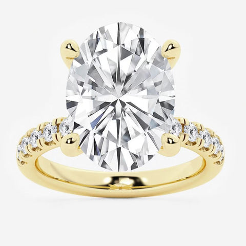 Oval Hidden Halo Lab Grown Diamond Engagement Ring in Yellow Gold (5 1/2 Ctw)