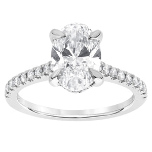 3 1/2 Ctw Oval Lab Grown Diamond Engagement Ring in White Gold  (3 Ct Oval Center)