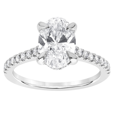 3 1/2 Ctw Oval Lab Grown Diamond Engagement Ring in White Gold  (3 Ct Oval Center)