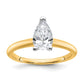 1 Carat Pear Solitaire Lab Grown Diamond Engagement Ring in 14 Karat Two Tone Gold