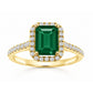 Emerald and Diamond Halo Ring in 14 Karat Yellow Gold