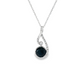 14K White Gold Round Sapphire and Diamond Swirl Pendant