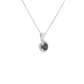 Round Sapphire Diamond Halo Pendant Necklace in 14K White Gold