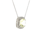 Cushion Lime Quartz Diamond Halo Pendant Necklace in 14K White Gold