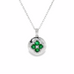 Emerald and Diamond Clover Pendant Necklace in 14K White Gold