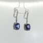 14K White Gold Tanzanite and Diamond Halo Drop Earrings