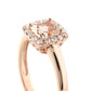 Cushion Cut Morganite and Diamond Halo Ring in 10K Rose Gold
