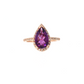 Rose Gold Pear Amethyst Diamond Halo Ring