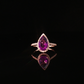 Rose Gold Pear Amethyst Diamond Halo Ring