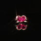 Pear Shaped Two Stone Ruby Heart Ring in Rose Gold