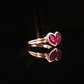 Pear Shaped Two Stone Ruby Heart Ring in Rose Gold