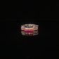 14K Tri-Color Gold Multi-Color Sapphire Beaded Stackable Ring Set