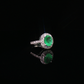Oval Emerald Diamond Halo Ring in 14 Karat White Gold