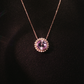 14k Rose Gold Round Amethyst Diamond Halo Pendant Necklace