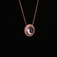 14k Rose Gold Round Amethyst Diamond Halo Pendant Necklace