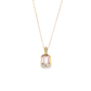 14K Yellow Gold Emerald Cut Morganite and Diamond Pendant Necklace